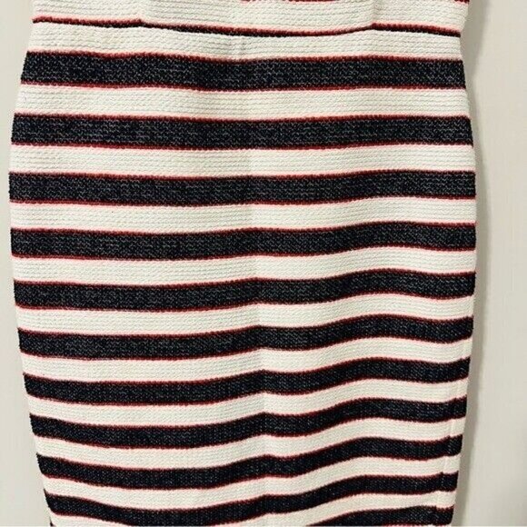 Banana Republic STRIPE SHEATH DRESS Color: White/Navy/Red Tweed Stripe Size 0 - Picture 6 of 14